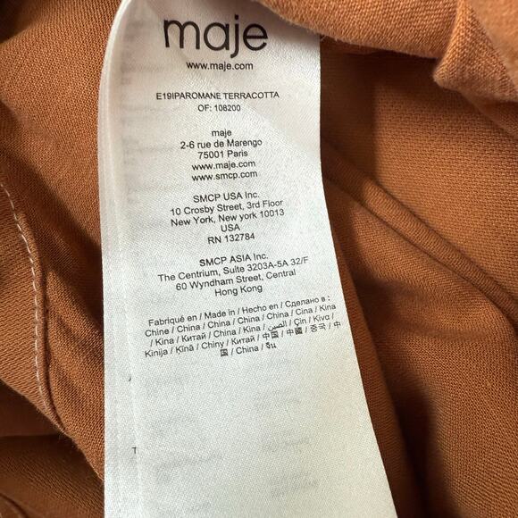 Maje Paris Women's V-Neck Romper Jumper Brown Collared Belted Size EU 40/US L - Picture 5 of 10